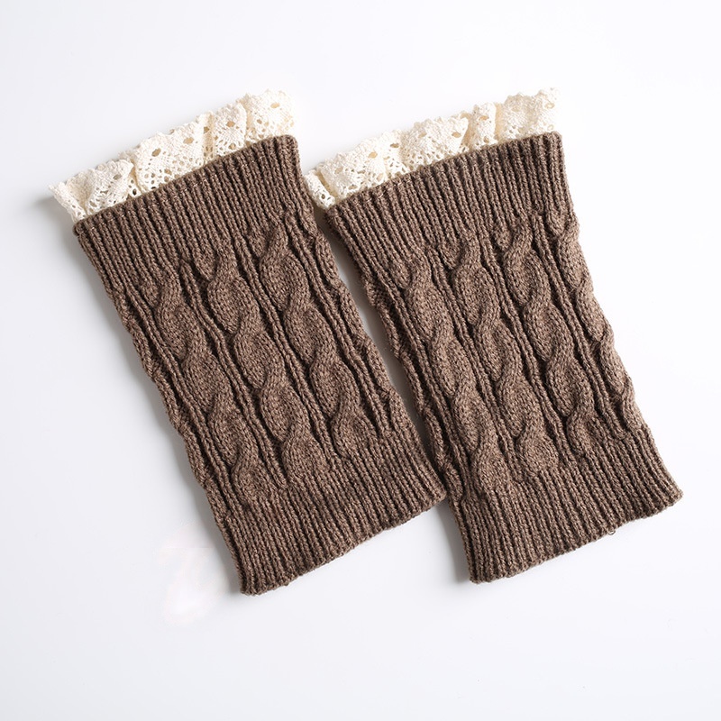 Womens Lace Trim Knit Boot Cuffs Crochet Thermal Short Leg Warmer Boot Toppers
